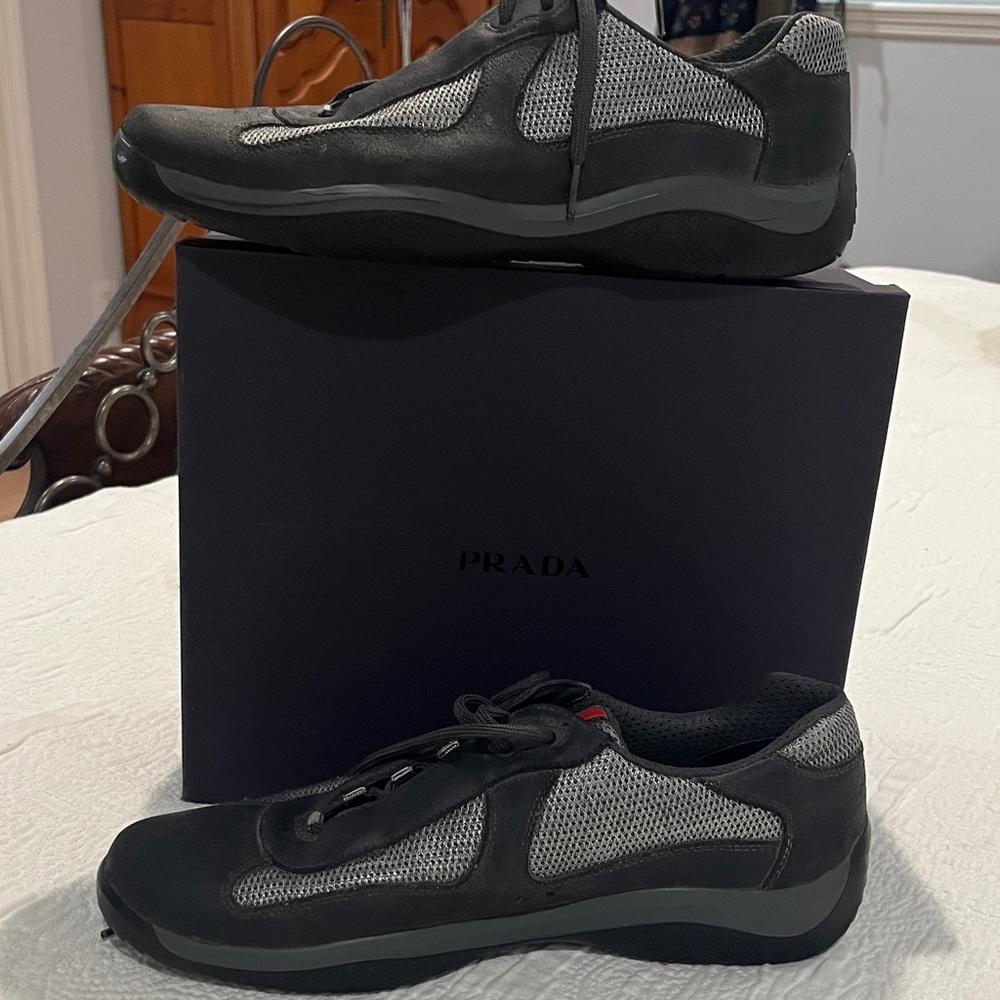 Prada Men's Black and Gray Sneakers - Picture 4 of 9
